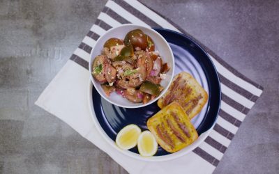 Green Tomato Salad and Anchovy Toast