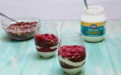 Rosie Rhubarb and Strawberry Breakfast Pots