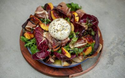 Grilled Peach, Burrata and Proscuitto Salad