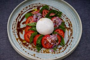 6218 Gourmet Tomato and Buratta Salad w homemade balsamic reduction 1 - FEATURE