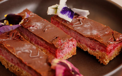 No Bake Oat & Raspberry Choc Slice